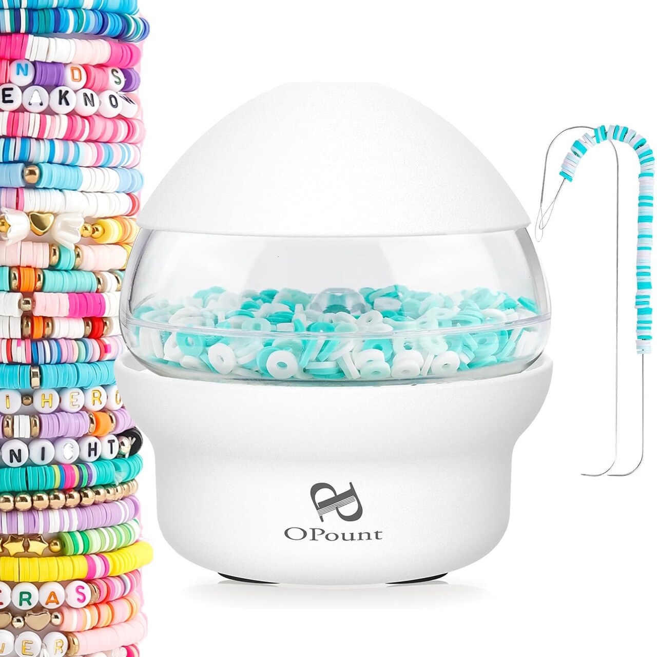 Electric Bead Spinner, Clay Bead, Seed Bead Spinner with 2 Big Eye Beading Needles, Fast Beading for Jewelry Making, DIY Waist Beads, Bracelets, Necklace (Patent)
